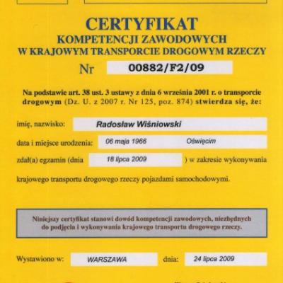 Certificate of Professional Competence